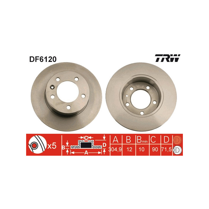 Tarcza hamulcowa TRW DF6120 – tylna tarcza do Renault Master III/ Movano